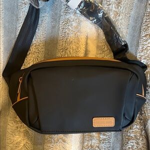 Black and Tan Belt Bag for Men